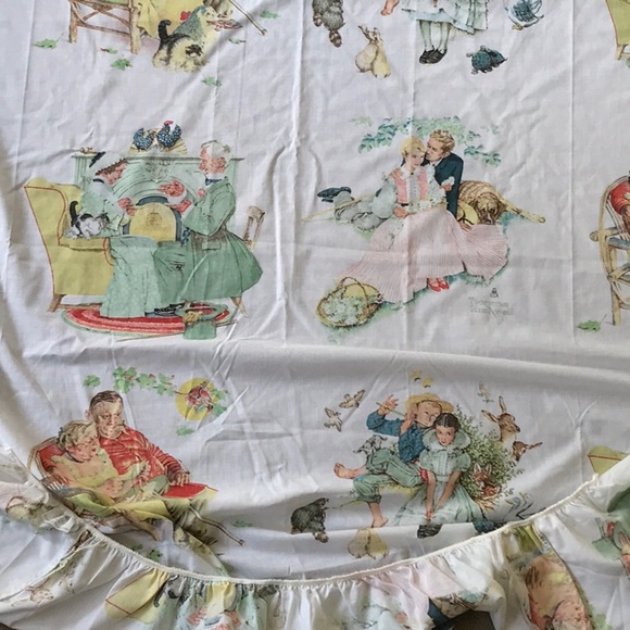 Vintage Norman Rockwell Pacific Twin Size Fitted Bed Sheet 🌺🦜🌺 Americana - Picture 5 of 8